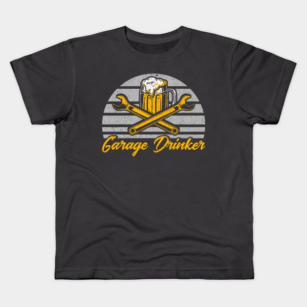 Garage Drinker Car Mechanic Kids T-Shirt by Toeffishirts